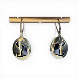 Gold-Plated Silver Earrings with Green Amber & Cat Design