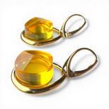 Boucles d'oreilles en argent plaqué or avec ambre jaune