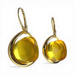 Boucles d'oreilles en argent plaqué or avec ambre jaune