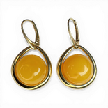Gold-Plated Silver Earrings with Yellow Amber