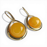 Gold-Plated Silver Earrings with Yellow Amber