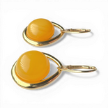 Gold-Plated Silver Earrings with Yellow Amber