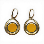 Gold-Plated Silver Earrings with Yellow Amber