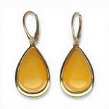 Gold-Plated Silver Earrings with Yellow Amber