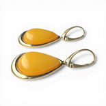 Gold-Plated Silver Earrings with Yellow Amber