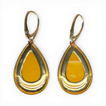 Gold-Plated Silver Earrings with Yellow Amber