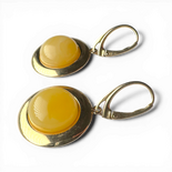 Gold-Plated Silver Earrings with Yellow Amber