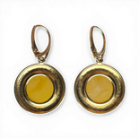 Gold-Plated Silver Earrings with Yellow Amber