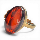 Gold-Plated Silver Ring with Cherry Amber (Adjustable)