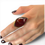 Gold-Plated Silver Ring with Cherry Amber (Adjustable)