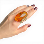 Gold-Plated Silver Ring with Cognac Amber (Adjustable)