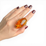 Gold-Plated Silver Ring with Cognac Amber (Adjustable)