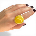 Gold-Plated Silver Ring with Large Yellow Amber (Adjustable)