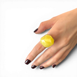Gold-Plated Silver Ring with Large Yellow Amber (Adjustable)