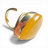 Gold-Plated Silver Ring with Yellow Amber (Adjustable)