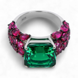 Grüner und Pinker Edelsteinring