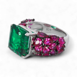 Grüner und Pinker Edelsteinring