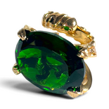 Green Zircon Ring — Gold-Plated Brass