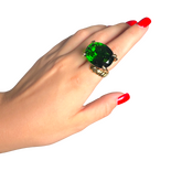 Green Zircon Ring — Gold-Plated Brass