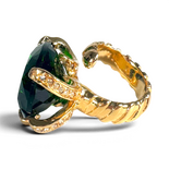 Green Zircon Ring — Gold-Plated Brass