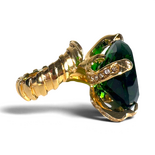 Green Zircon Ring — Gold-Plated Brass