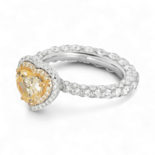 Heart-Shaped artificial Yellow Diamond Ring