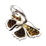 Large silver amber ring Butterfly