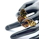 Large silver amber ring Butterfly