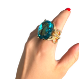 Light Blue Zircon Ring — Gold-Plated Brass