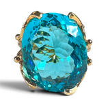 Light Blue Zircon Ring — Gold-Plated Brass