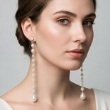 Long Pearl Earrings — Gold Plated 925 Sterling Silver