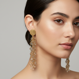 Pendientes largos de zirconia — Plata de ley 925 chapada en oro
