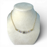 Necklace with amber cherry faceted and lavender amethyst