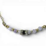 Necklace with amber cherry faceted and lavender amethyst