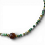 Necklace with amber honey, labradorite, zoisite ruby and howlite