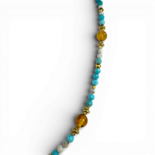 Necklace with amber lemon, howlite and turquoise