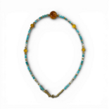 Necklace with amber lemon, howlite and turquoise