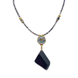 Necklace with black amber and topaz