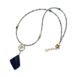 Necklace with black amber and topaz