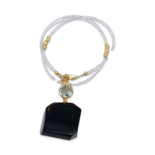 Necklace with black amber and topaz