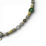 Collier avec jade vert et silex rayé