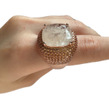 Pavé Doppel-Champagner-Rosenring