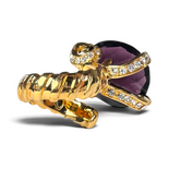 Purple Zircon Ring — Gold-Plated Brass
