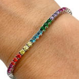 Pulsera Tenis Arcoiris Plata