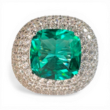 Ring pavé cushion stone with paraiba glass and white zircon