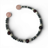 Rose quartz, Amber Cherry, Hematite bracelet