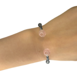 Bracelet en quartz rose, ambre cerise, hématite