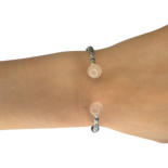 Рожевий кварц, бурштинова вишня, браслет з гематиту