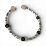 Рожевий кварц, бурштинова вишня, браслет з гематиту