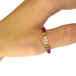 Rose quartz, ruby ring